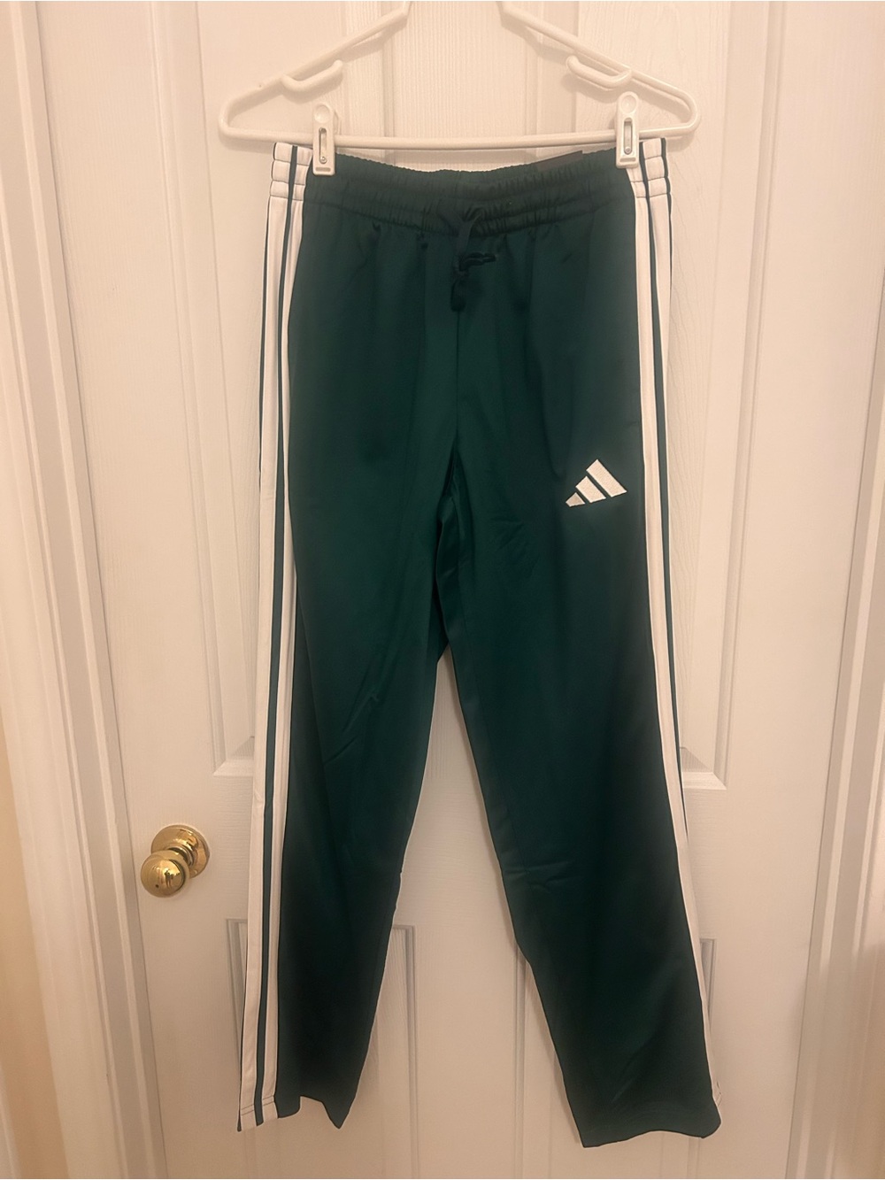 Adidas Dark Green Joggers with White Side Stripes